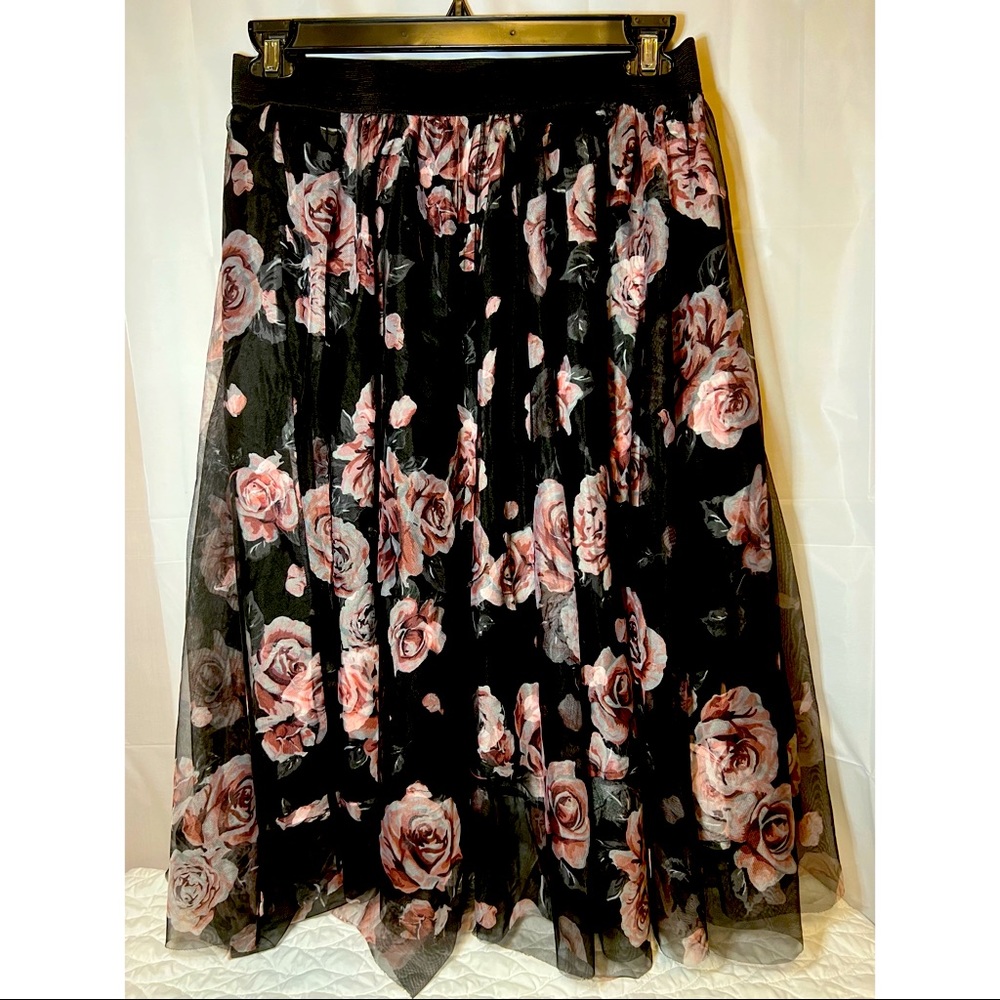 Floral A-Line Midi Skirt